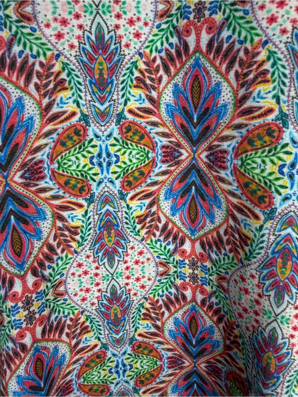 Sundance Flowy Boho Tassel Top Colorful Artisan Print Blouse Size L. Gorgeous ⚡️ - Picture 7 of 14